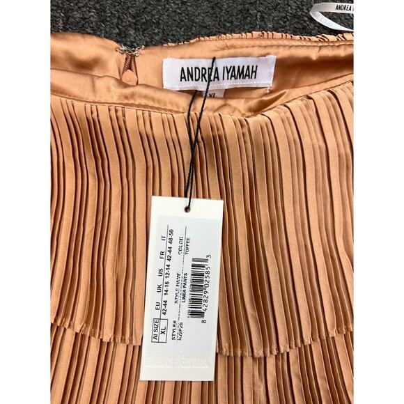 NWT Andrea Iyamah Womens Toffee Orange Linea Pleated Pants Size XL R22P2B - Picture 5 of 10